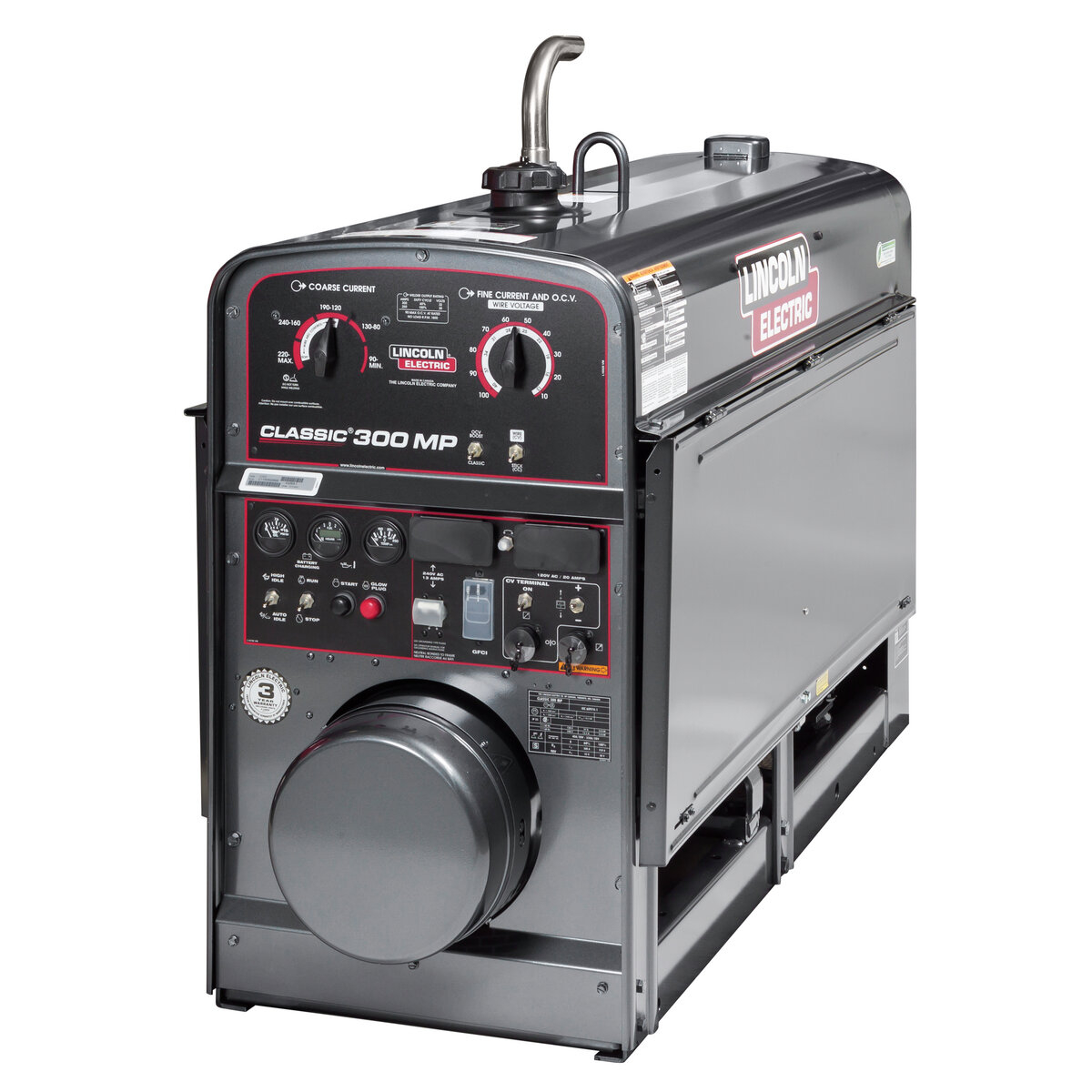 Traditional welder/generator with pure DC output for multi-process welding applications. Features 120 VAC and 240 VAC single phase auxiliary power and powered by a 24.7 hp Kubota® D1503 diesel engine.